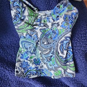 Blue Ruched Fitted Sleeveless Swim Camisole